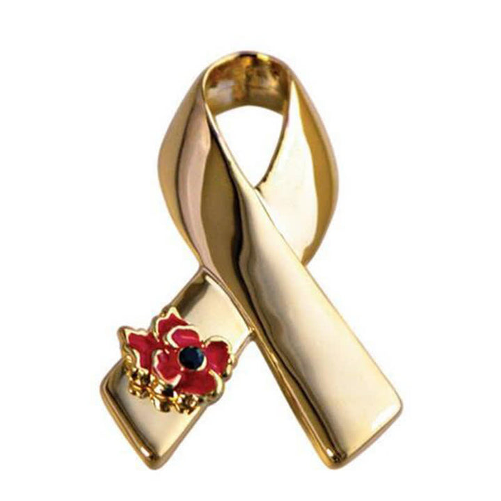 Unisex Disease Awareness Ribbon Poppy Brooch - Gold - image 6