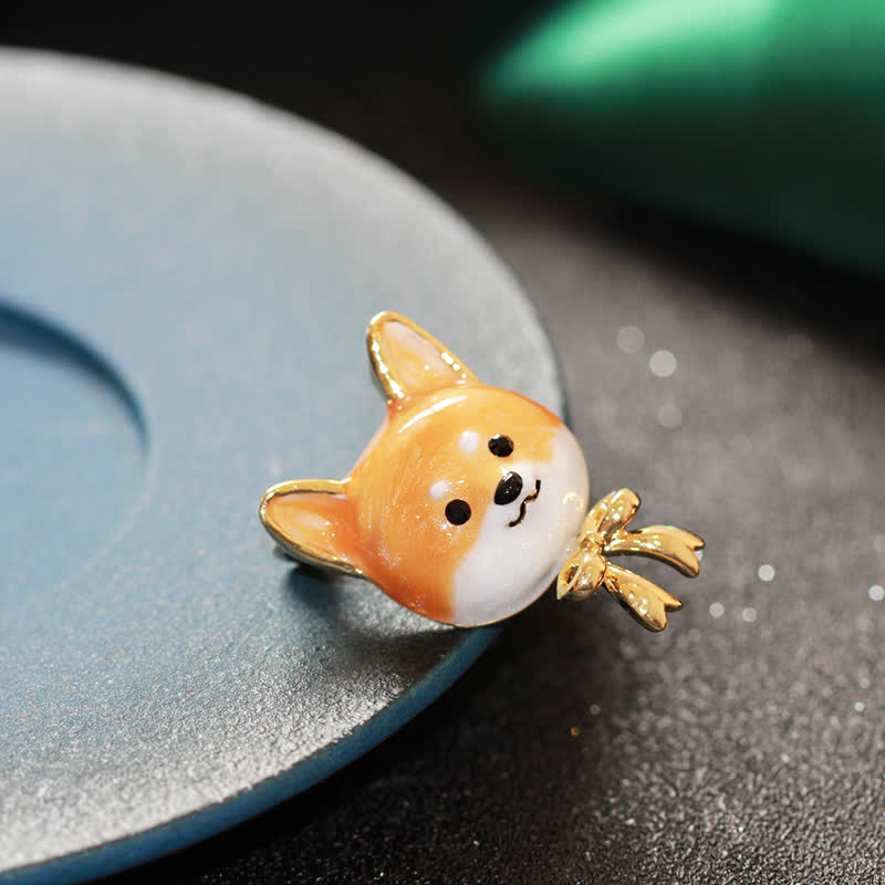 Unisex Cute Enamel Shiba Inu Dog Brooch - image 4