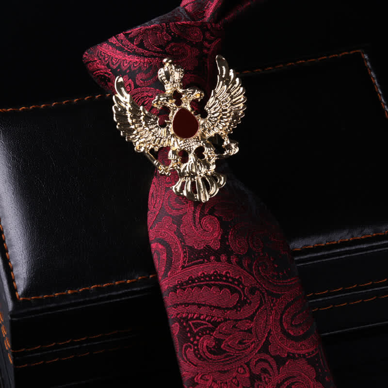 Men's Royal Throwback Pin Buckle Necktie - Eagle & Red Paisley - image 12