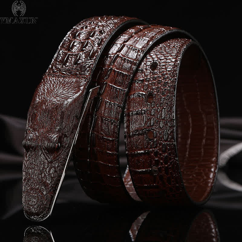 Men's Lifelike Crocodile Head Buckle Leather Belt - image 3