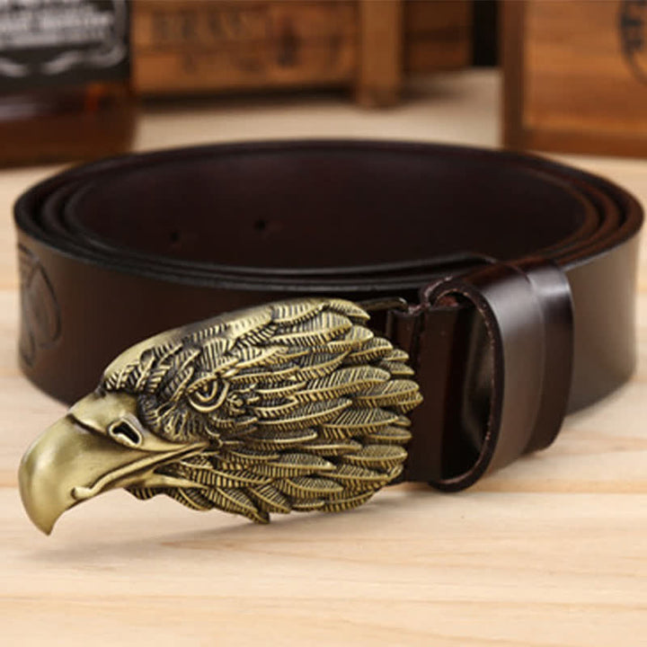 Men's Sharp Eyes 3D Vulture Head Eagle Buckle Leather Belt - image 6