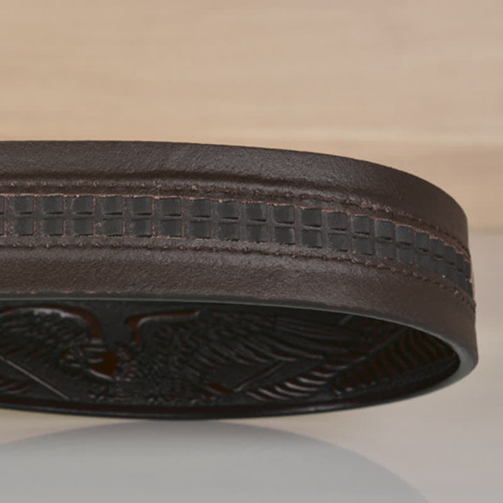 Men's Hollow Eagle Buckle Embossed Leather Belt - image 9