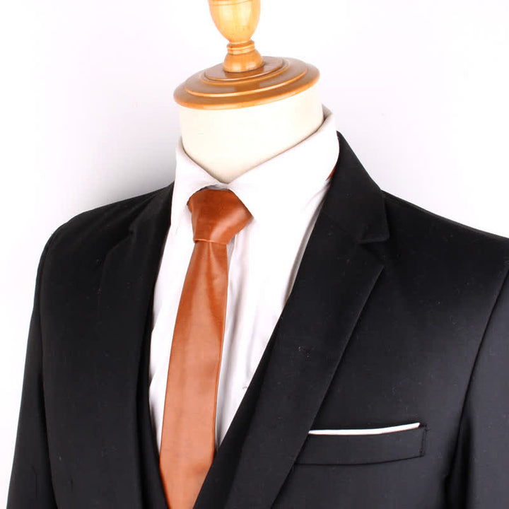 Men's Casual Narrow PU Leather Necktie - image 3
