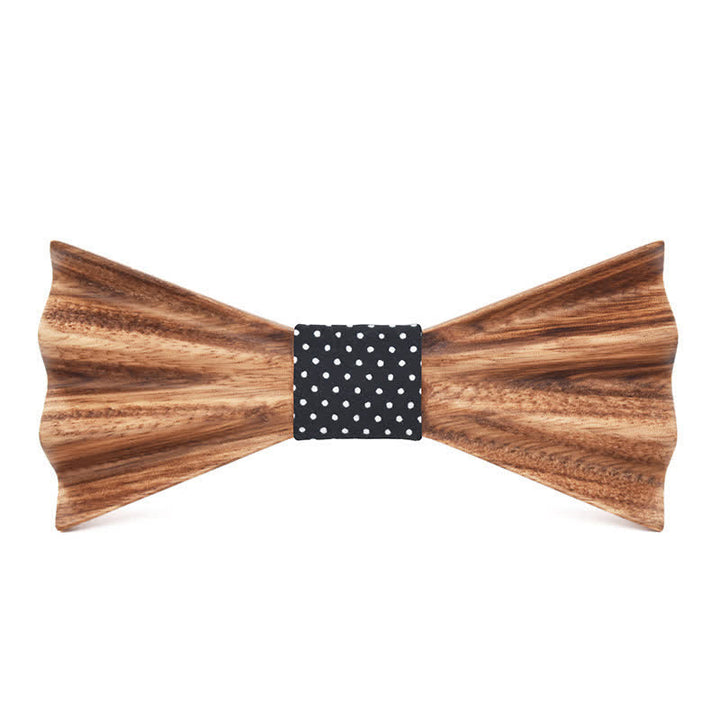 Men's Brown Stereo 3D Folded Wooden Bow Tie - Black - image 1