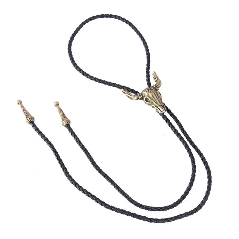 Vintage Native Style Bull Head Bolo Tie - image 4
