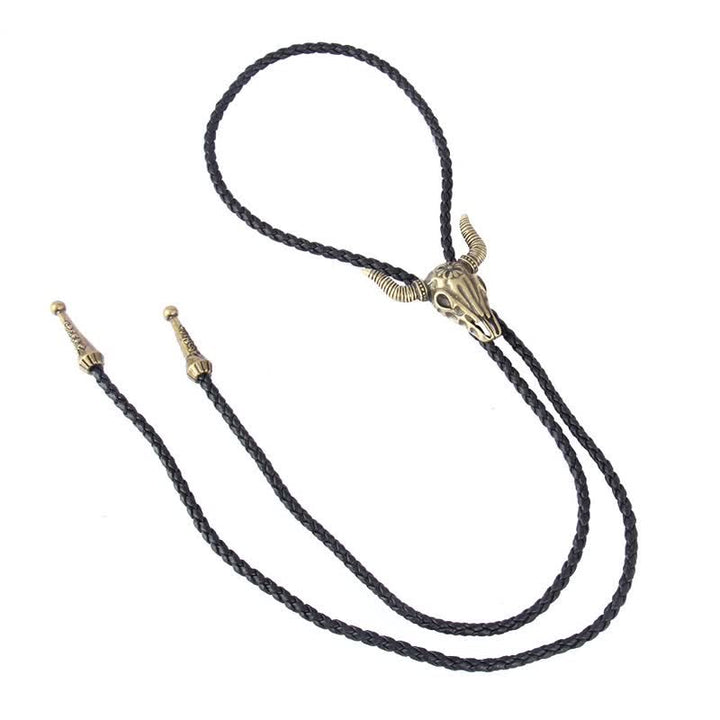 Vintage Native Style Bull Head Bolo Tie - image 4