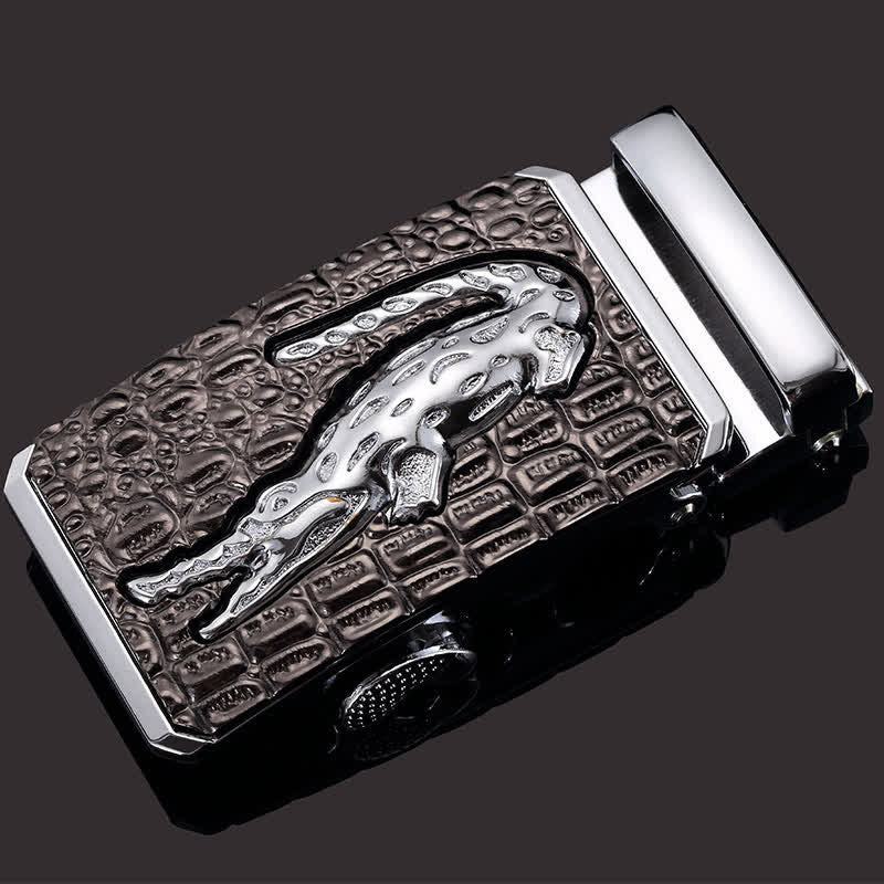 Men's DIY Crocodile Square Automatic Buckle Leather Belt - Silver - Without Belt - image 6