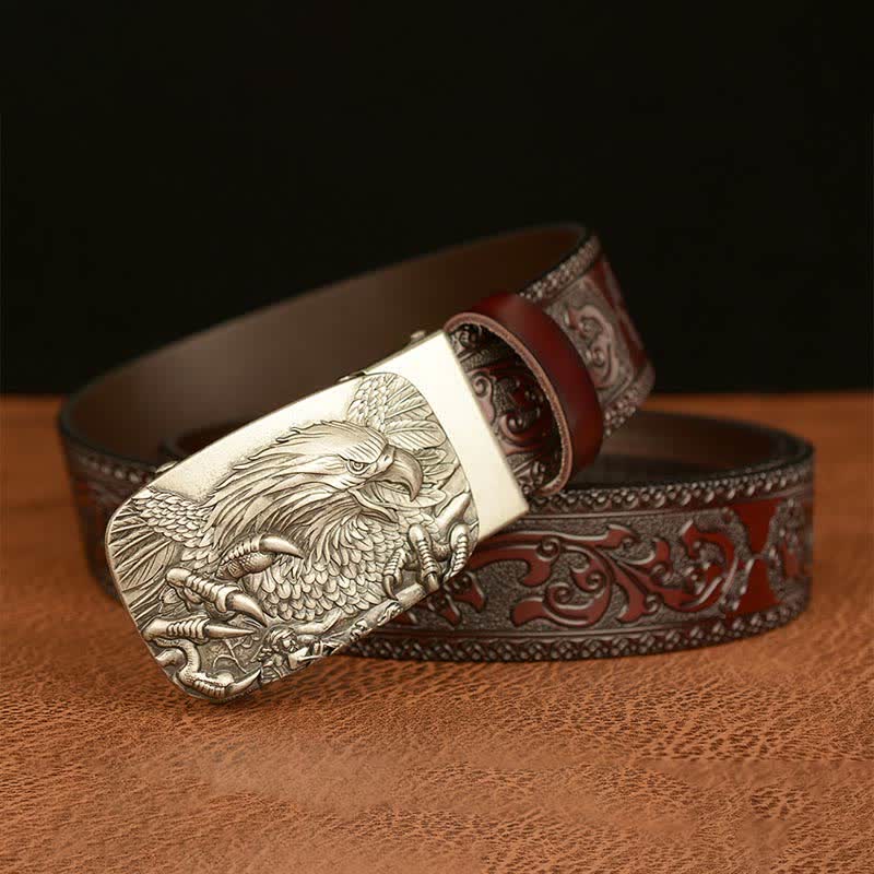 Men's Eagle Buckle Genuine Leather Embossing Belt - image 18