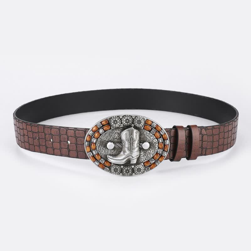 Men's Cowboy Boot Wooden Beads Leather Belt - image 2