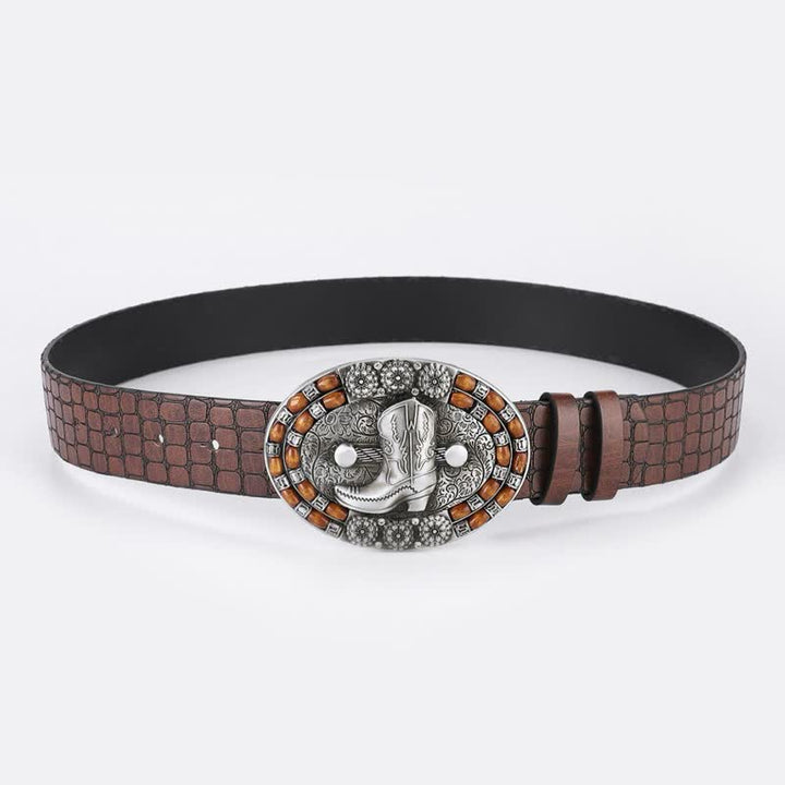 Men's Cowboy Boot Wooden Beads Leather Belt - image 2