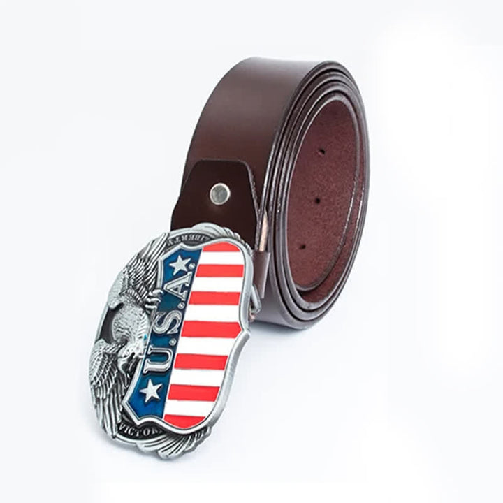 Men's Personality USA Flag Flying Eagle Leather Belt - image 9
