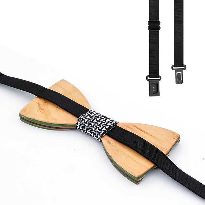 2Pcs Men's Dazzling Laser Engraving Wooden Bow Tie Set - image 6