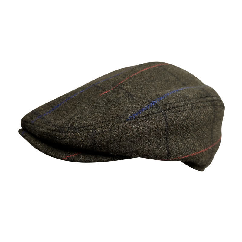 Vintage Olive Blue Orange Strips Beret Cap - Dark Olive - XL (24"-24 1/2") - image 0