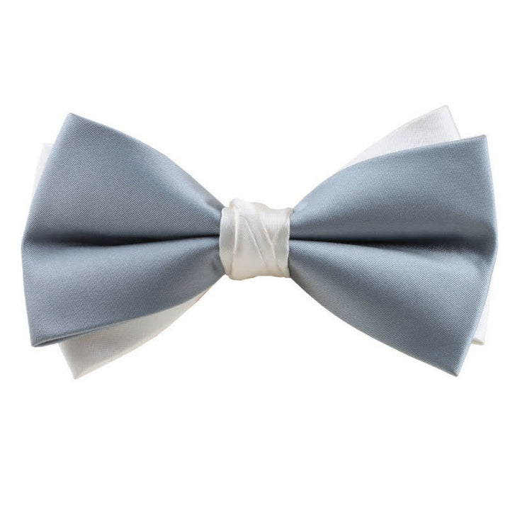 Men's Asymmetrical Two Tone Bow Tie - Pale Blue & White - image 17