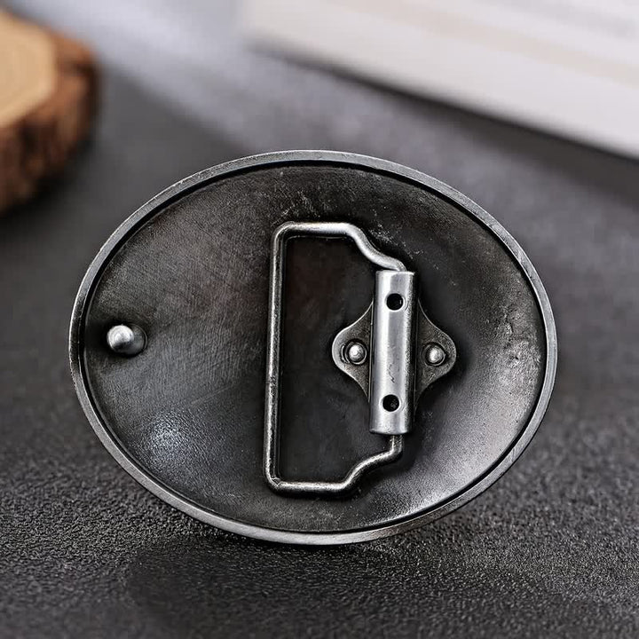 Men's DIY Cowboy American Flag Buckle Leather Belt - image 1