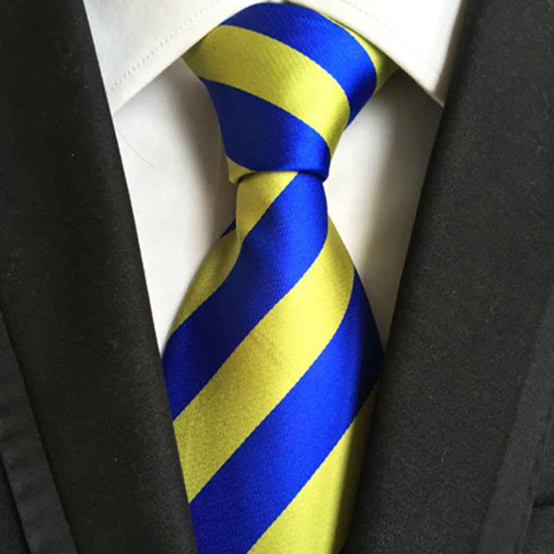 Men's Peppy Block Striped Necktie - Yellow & Blue - image 5