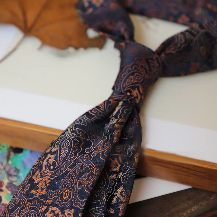 Men's Coffee Colors Series Striped Paisley Necktie - Style #7 - image 10