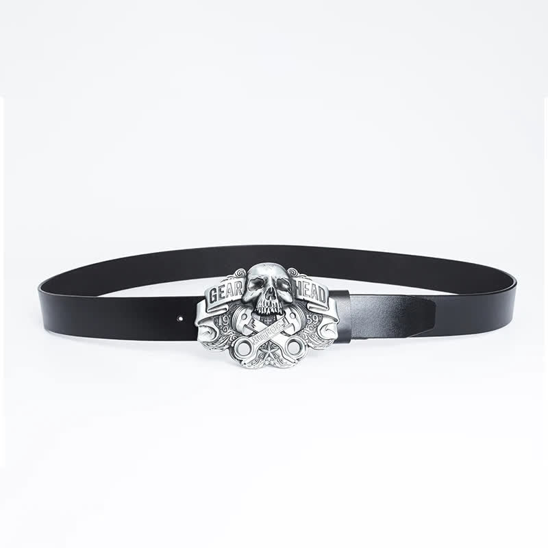 Men's Fancy Skull Gear Head Punk Leather Belt - image 4