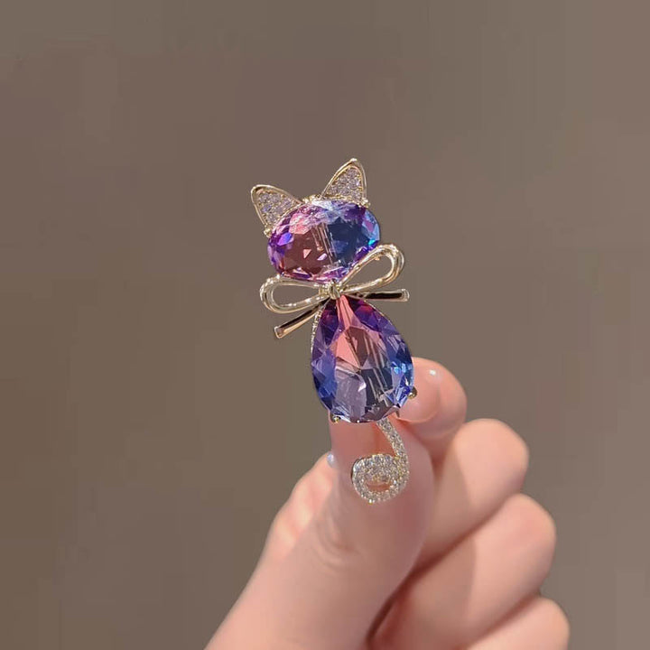 Women's Cute Kitty Rhinestone Brooch - image 4