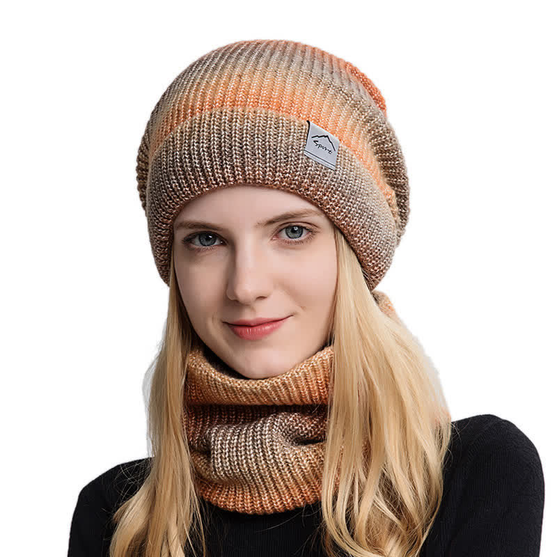 2Pcs Stretchy Gradient Color Hat Loop Scarf Set - image 0