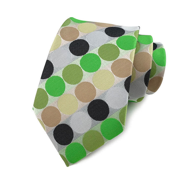 Men's Polka Dots Necktie - Large Dots - Olive Green & Coffee - image 29