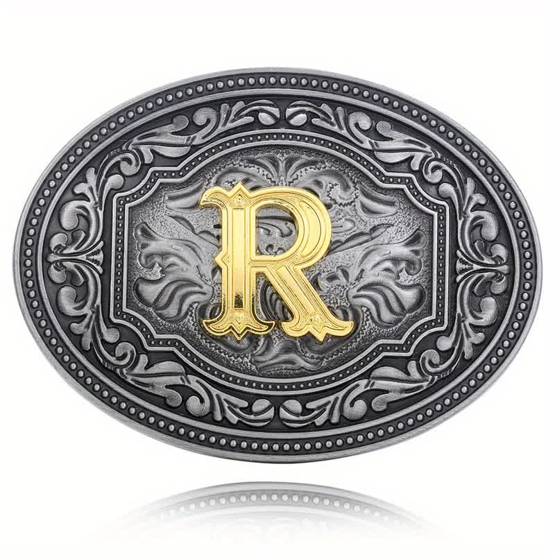 DIY Unisex Hip Hop Initial Letter Embossment Buckle Leather Belt