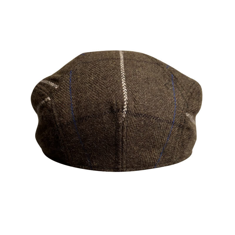 Vintage Coffee Blue White Strips Beret Cap - image 7