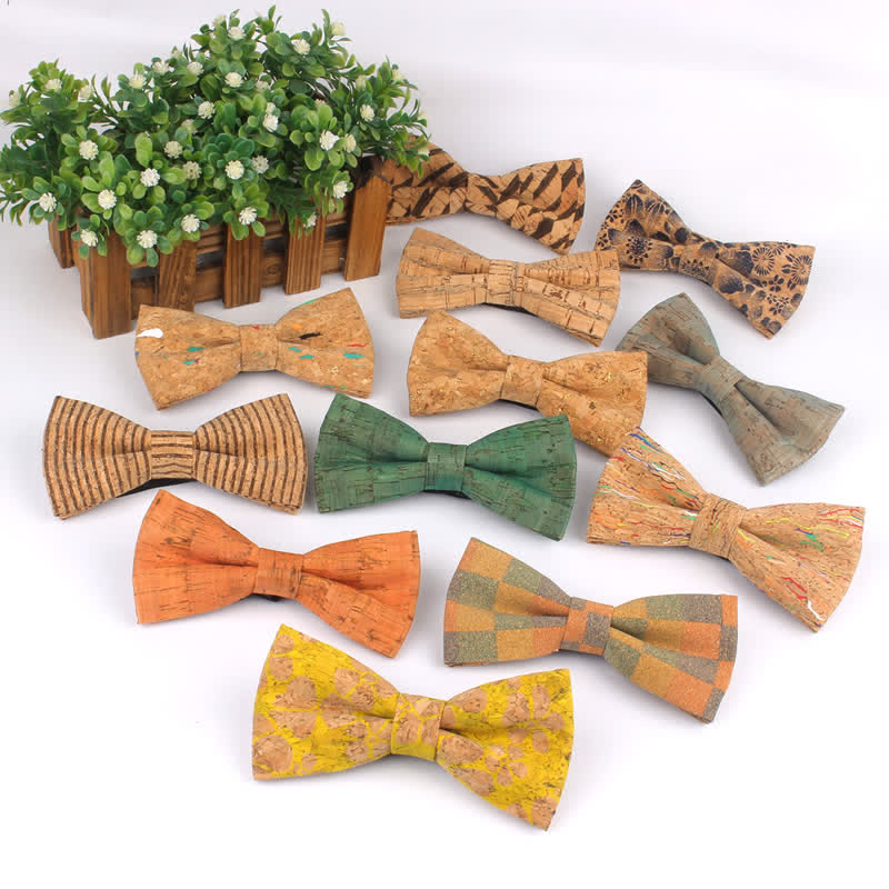 Men's Wood Grain Geometric Print Multi-Color Bow Tie - image 3