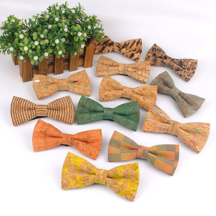 Men's Wood Grain Geometric Print Multi-Color Bow Tie - image 3