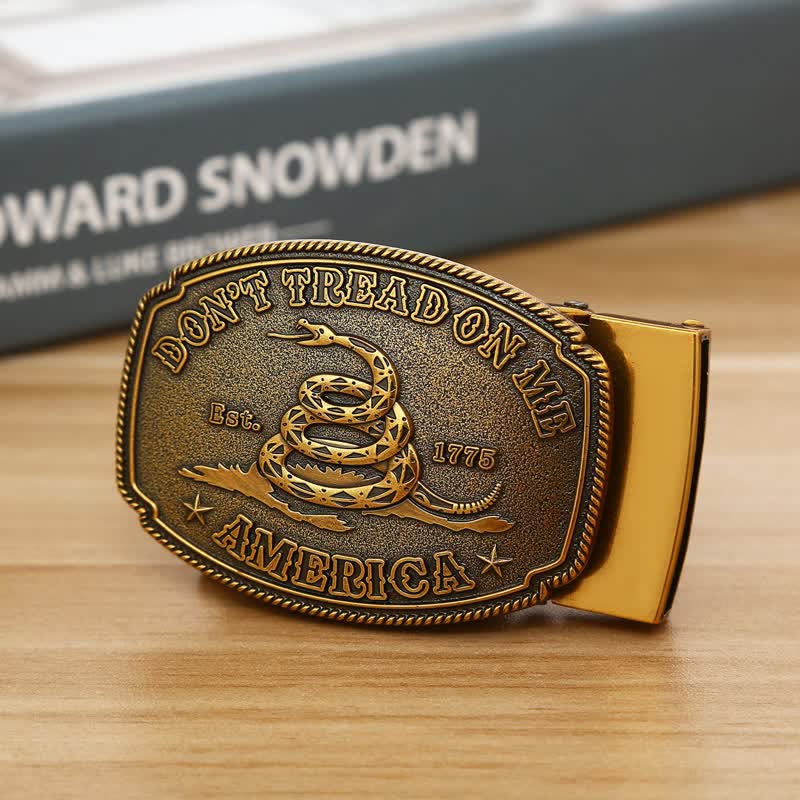 Men's DIY Snake Attitude Automatic Buckle Leather Belt - Antique Bronze - Without Belt - image 0