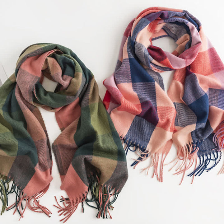 Women's Bright Vivid Colors Fringed Scarf - image 3