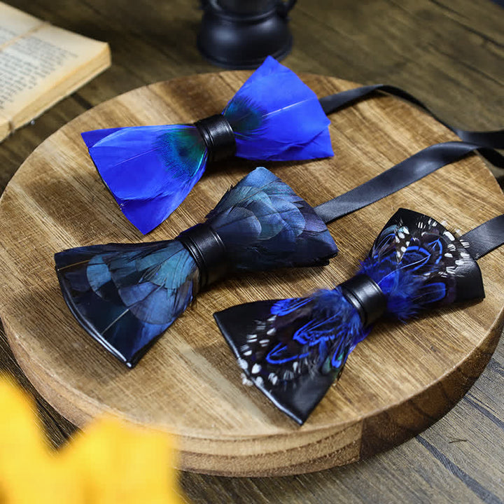 Blue Peacock Feather Bow Tie Collection Bundle - image 1