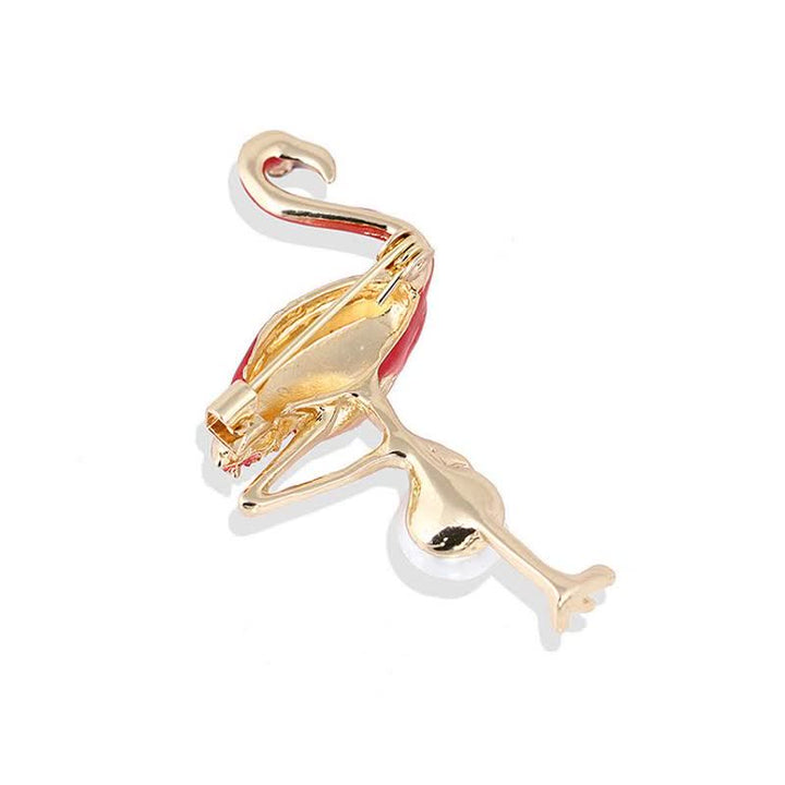 Women's Enameled Flamingo With Pearl Brooch - image 6