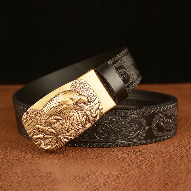 Men's Eagle Buckle Genuine Leather Embossing Belt - image 1