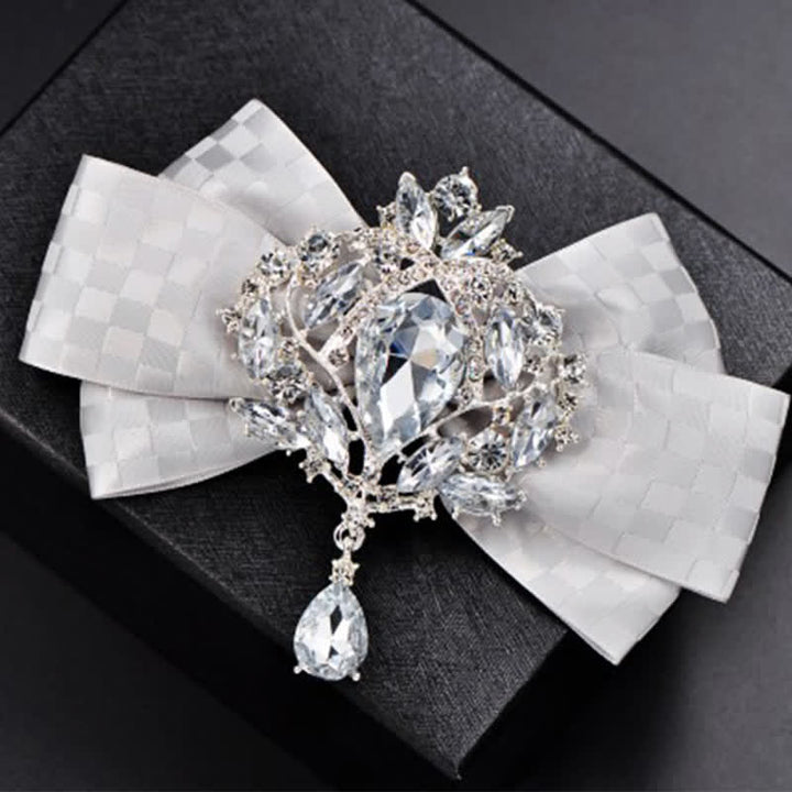 3Pcs Checker Rhinestone Brooch Bow Tie Set - image 4