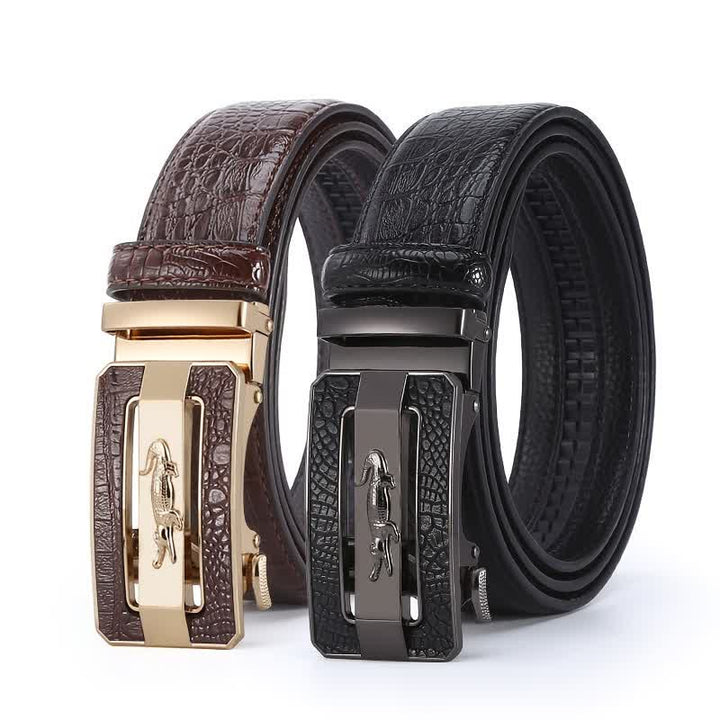 Men's Crocodile Pattern Automatic Buckle Leather Belt - image 0