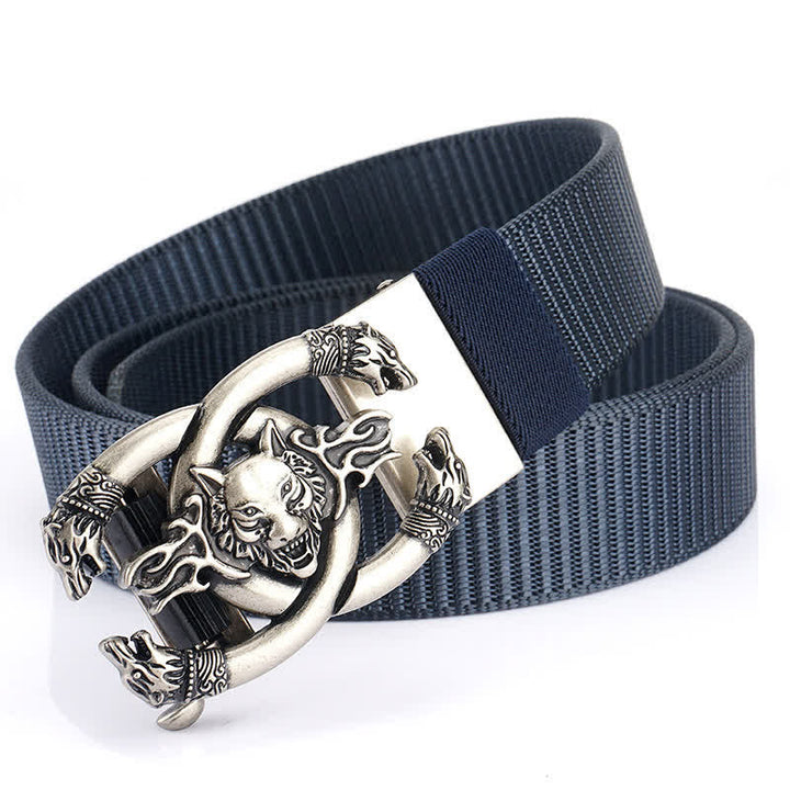 Men's Fierce Wolves In Flame Nylon Belt - Blue / Silver - 48" - image 15