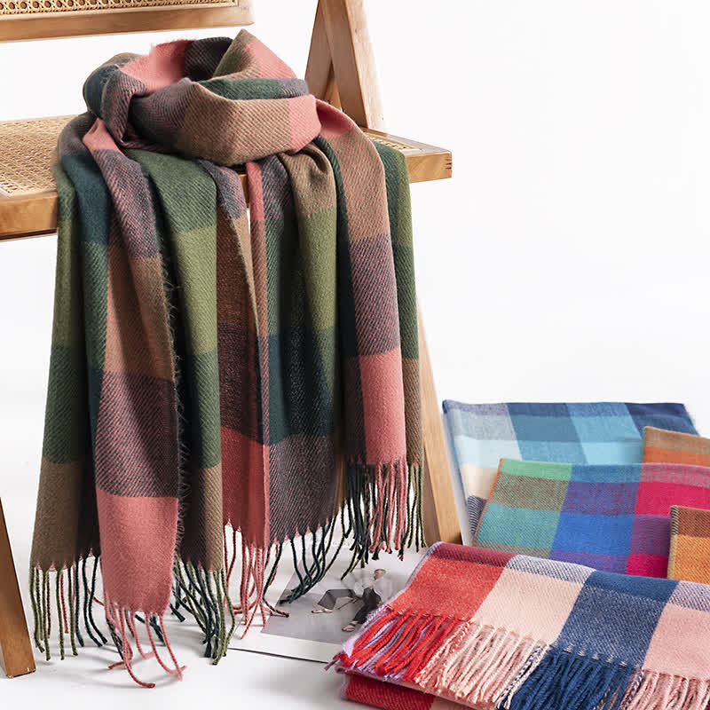 Women's Bright Vivid Colors Fringed Scarf - image 0