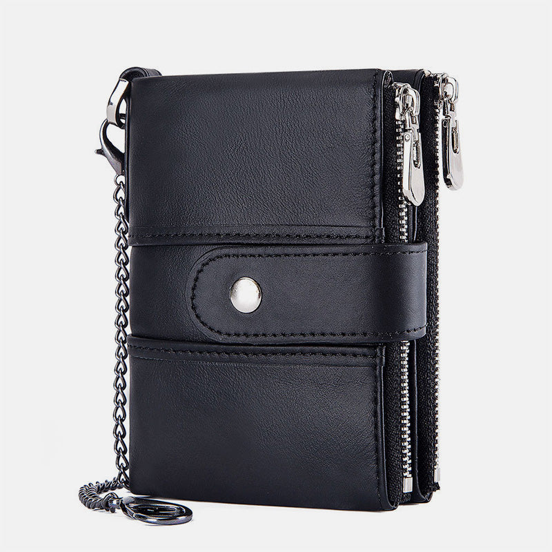 Genuine Leather Anti-theft Retro Wallet With Chain