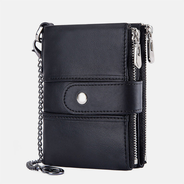 Genuine Leather Anti-theft Retro Wallet With Chain