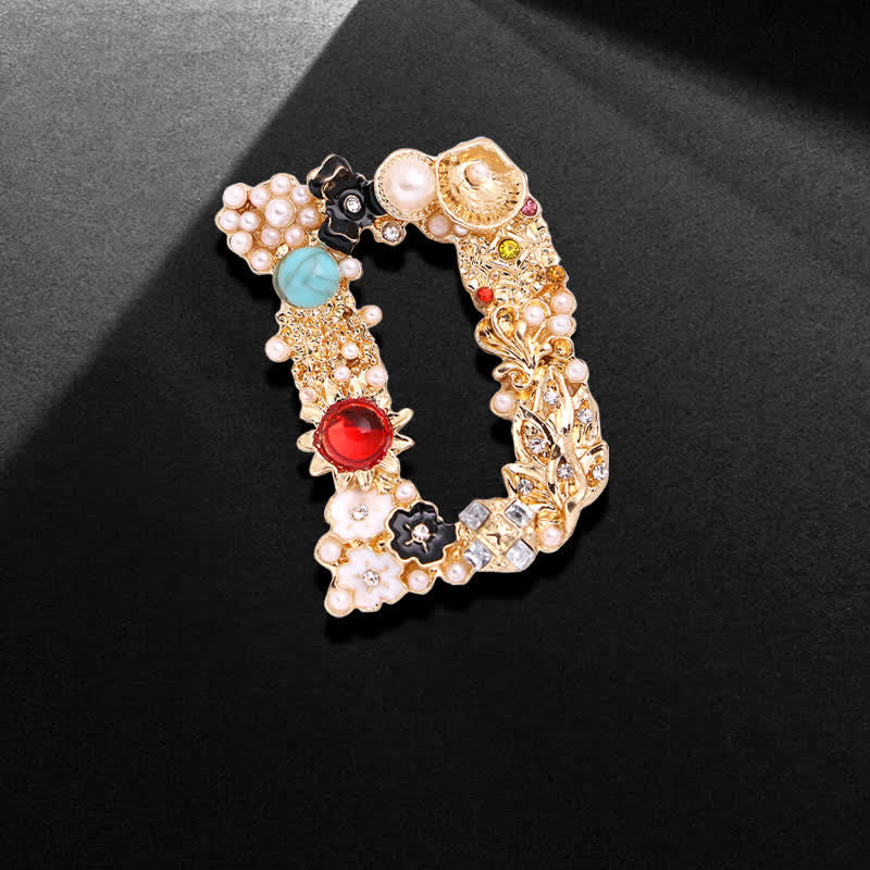 Unisex Baroque Pearl Letter Brooch - D - image 7