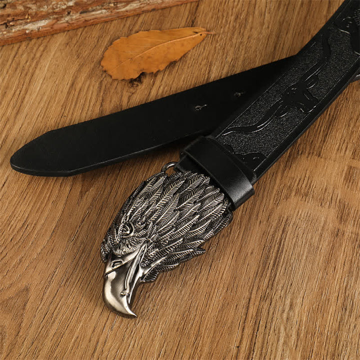 Men's Eagle Head Realistic Vulture Western Leather Belt - image 5