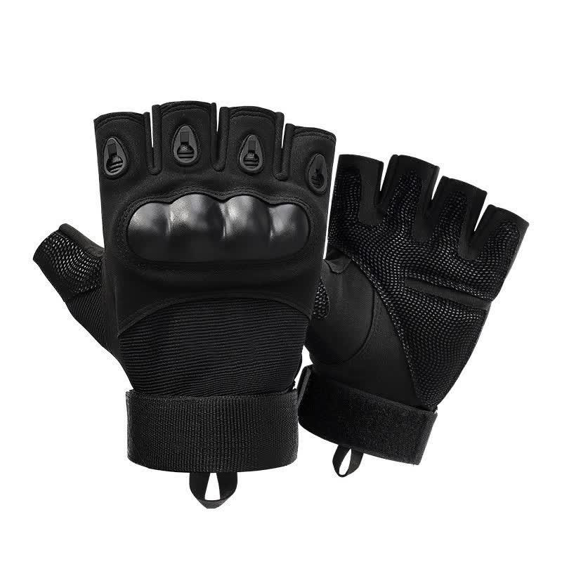 Non-Slip Half Finger Hands Protector Tactical Gloves - Black - XL - image 9