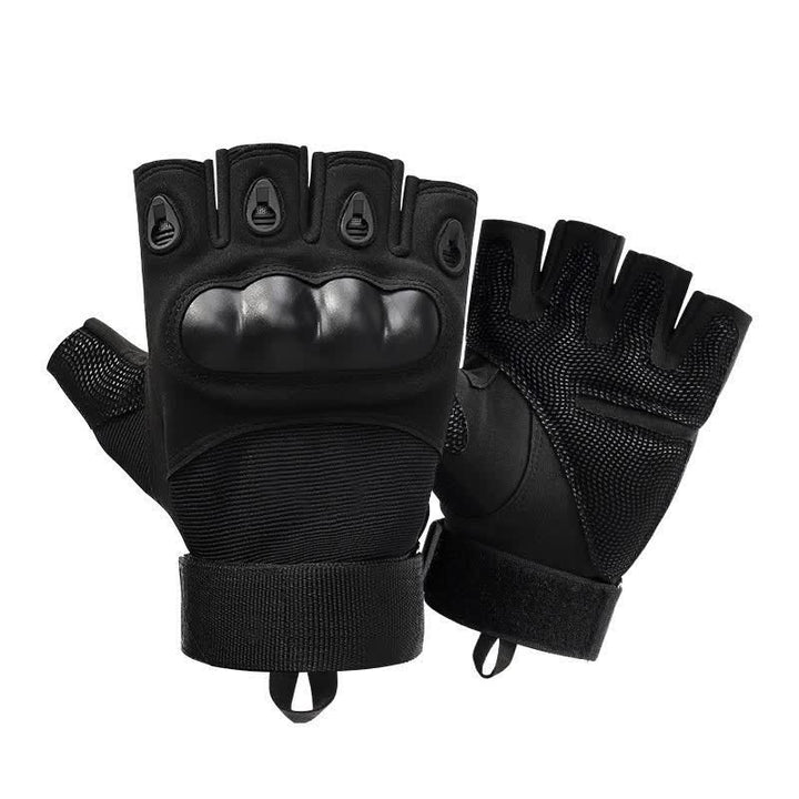 Non-Slip Half Finger Hands Protector Tactical Gloves - Black - XL - image 9