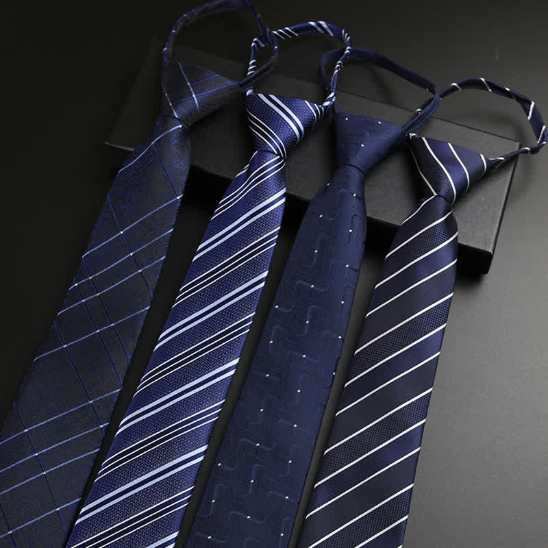 Men's Navy Blue Zipper Tie Formal Necktie - image 0