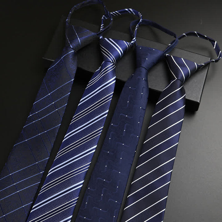 Men's Navy Blue Zipper Tie Formal Necktie - image 0