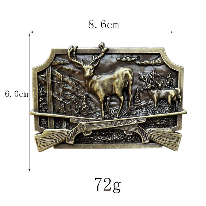 Men's DIY Deer Shotgun Hunter Buckle Leather Belt - image 2