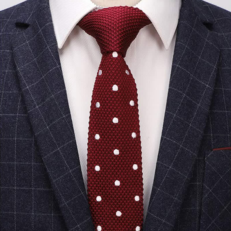 Men's White Polka Dot Knitted Necktie - image 5