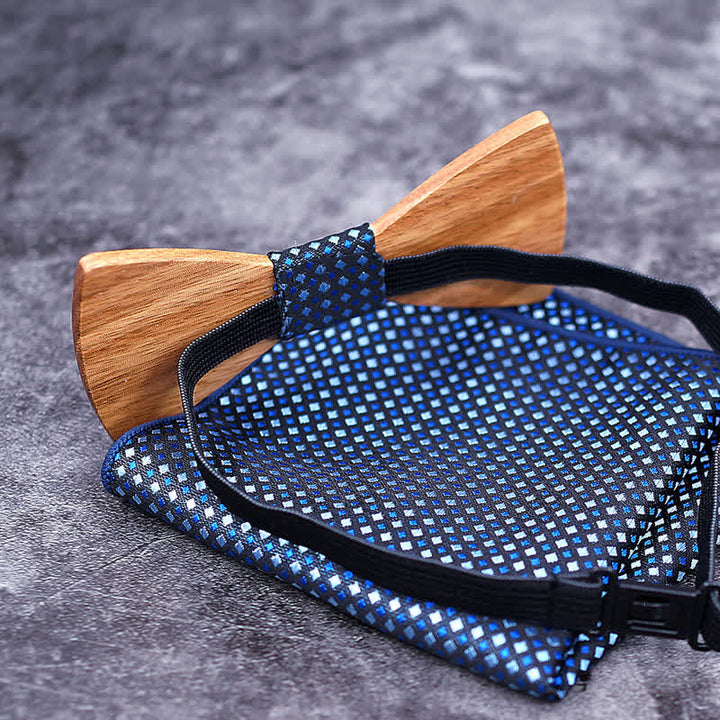 3Pcs Men's Fancy Christmas Elk Wooden Bow Tie Set - image 4