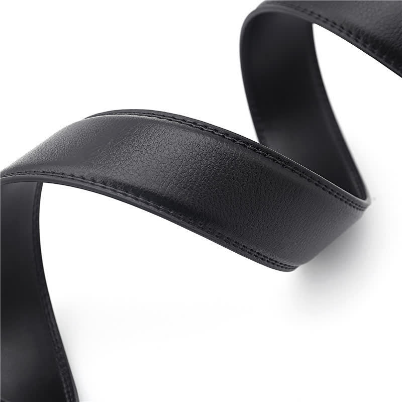 Men's Simple Hollow Automatic Buckle Leather Belt - image 4